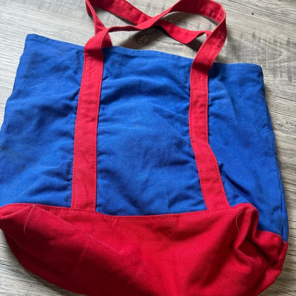 Unbranded Tote Bag Unisex Medium Blue Red Pooh Bear Childcare Canvas Colorblock